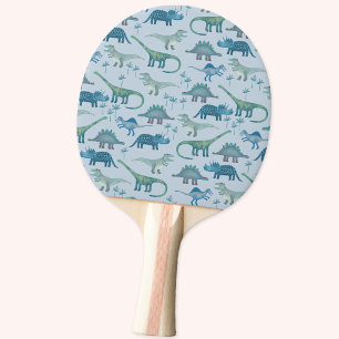 Raquette De Ping Pong Motif de dinosaure bleu préhistorique mignon