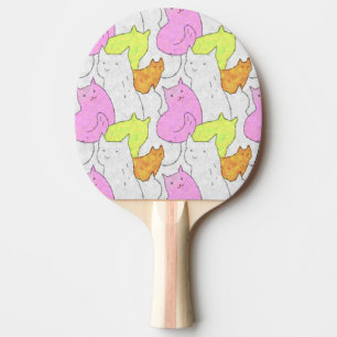 Raquette De Ping Pong Motif de doodle de chats à l'aquarelle mignon
