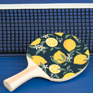 Raquette De Ping Pong Motif de feuille jaune citron