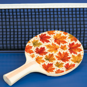 Raquette De Ping Pong Motif de feuilles d'érable d'automne Feuille rou