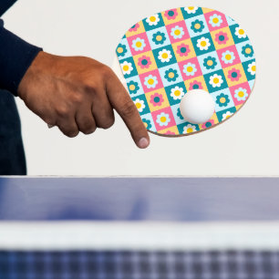 Raquette De Ping Pong Motif de fleurs pastel colorées Rétro Mignon
