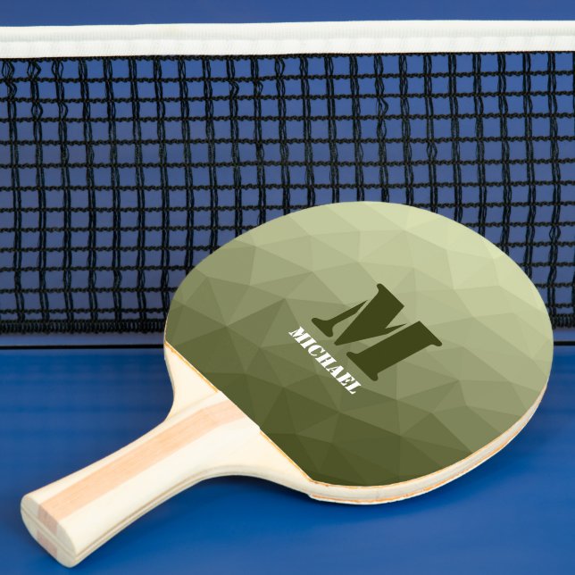 Raquette De Ping Pong Motif de maille géométrique vert clair de l'armée (Insitu)