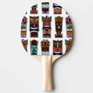 Raquette De Ping Pong Motif de masques de Tiki