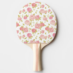Raquette De Ping Pong Motif de papier peint d'élégance des roses roses