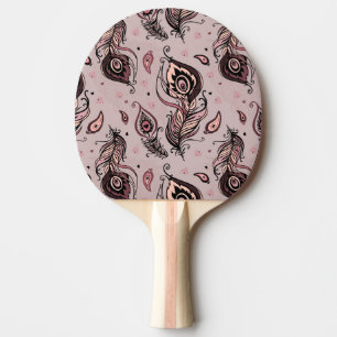 Raquette De Ping Pong Motif de plume de paon