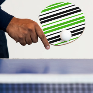 Raquette De Ping Pong Motif de rayures vert noir blanc