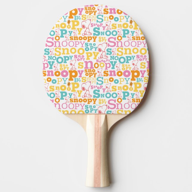 Raquette De Ping Pong Motif de texte Snoopy Pastel (Devant)