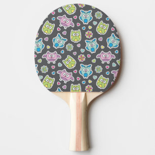 Raquette De Ping Pong motif des hiboux de bande dessinée