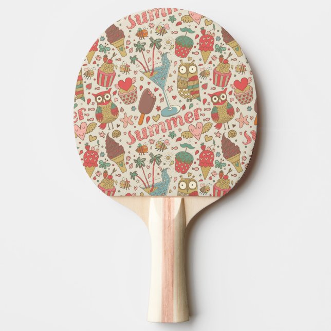 Raquette De Ping Pong Motif d'été avec la crème glacée (Devant)