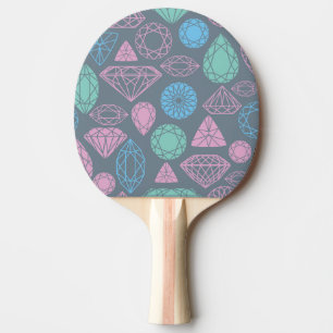 Raquette De Ping Pong Motif d'icône Gemstone