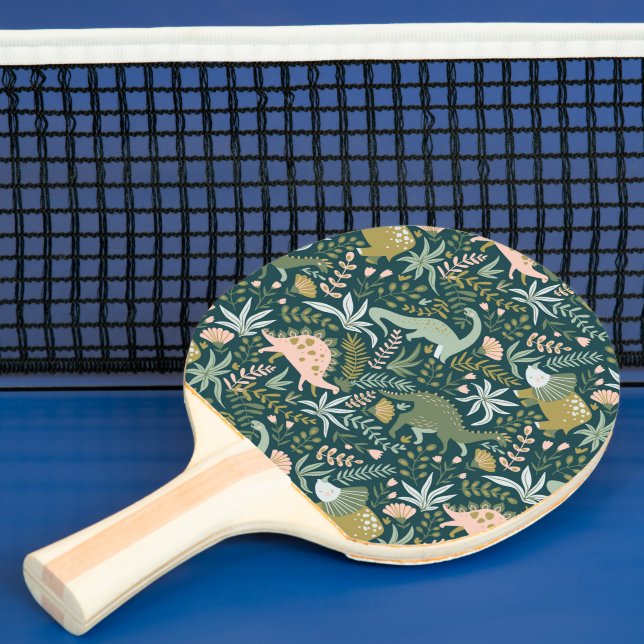 Raquette De Ping Pong Motif Dinosaur Vert (Insitu)