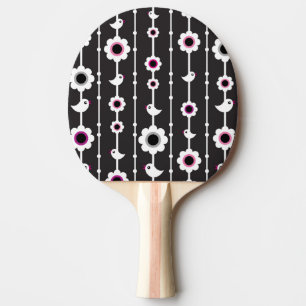 Raquette De Ping Pong motif d'oiseau et de fleurs