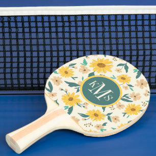 Raquette De Ping Pong Motif Fleur de marguerite jaune
