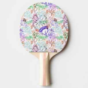 Raquette De Ping Pong Motif floral 8