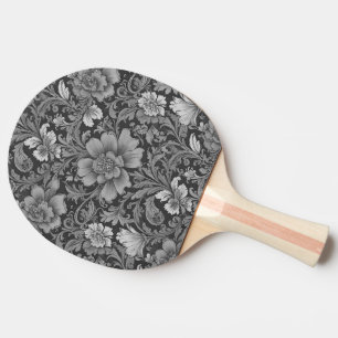Raquette De Ping Pong Motif floral monochrome vintage
