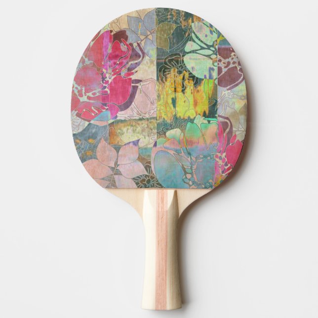 Raquette De Ping Pong Motif grunge floral d'art (Devant)