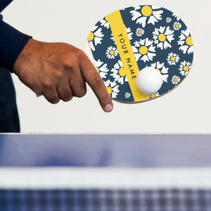 Raquette De Ping Pong Motif Marguerite, Marguerites Blanches, Votre Nom