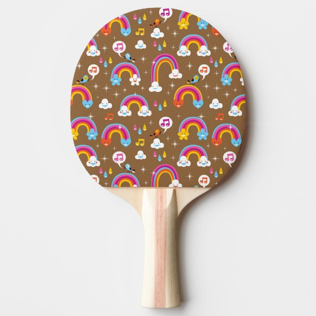 Raquette De Ping Pong motif mignon d'arcs-en-ciel (Devant)