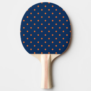 Raquette De Ping Pong Motif Pois bleu et orange de la marine