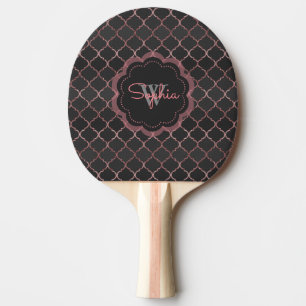 Raquette De Ping Pong Motif rose parties scintillant en or faux  quatref
