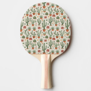 Raquette De Ping Pong Motif sans couture de cactus de désert succulent