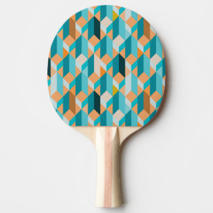 Raquette De Ping Pong Motif turquoise et orange de formes