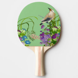 Raquette De Ping Pong Nature Verdure Aquarelle Florale Oiseau Lilac Fleu