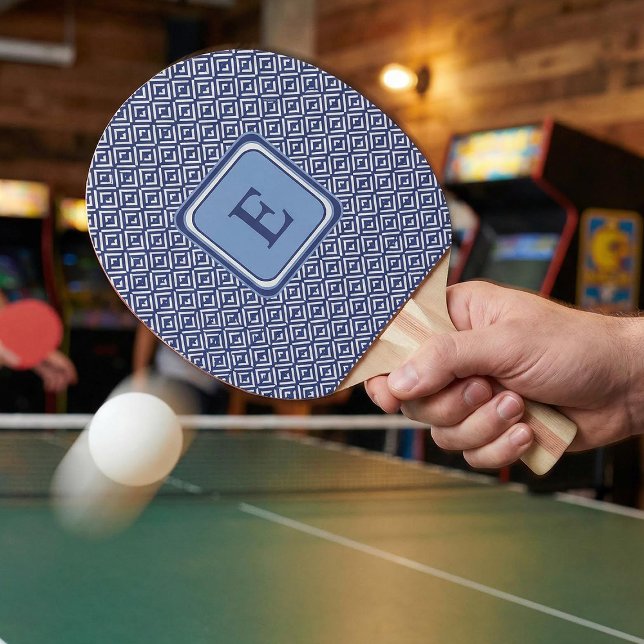 Raquette De Ping Pong Navy Geometric Chevron Monogram Design (Créateur téléchargé)