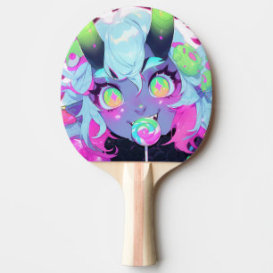 Raquette De Ping Pong Neon Candy Demon Monster Girl Esthétique