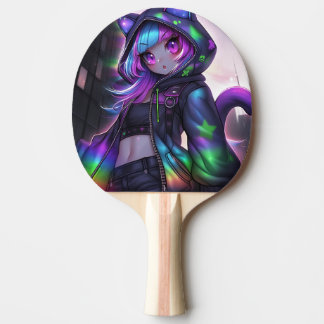Raquette De Ping Pong Neon Catgirl Table Tennis Vibes