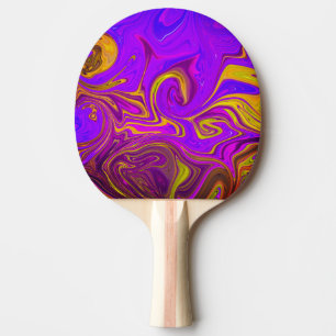 Raquette De Ping Pong Néon violet rose jaune abstrait Conception