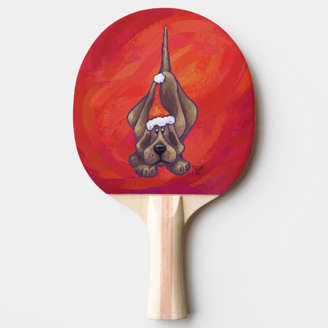Raquette De Ping Pong Noel de Chien À La Hache Sur Rouge (Devant)