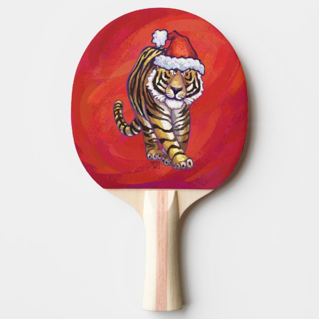 Raquette De Ping Pong Noël du tigre en rouge (Devant)