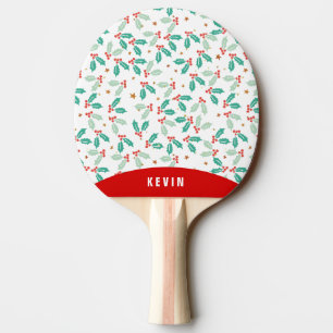 Raquette De Ping Pong Noël Holly Monogram Motif