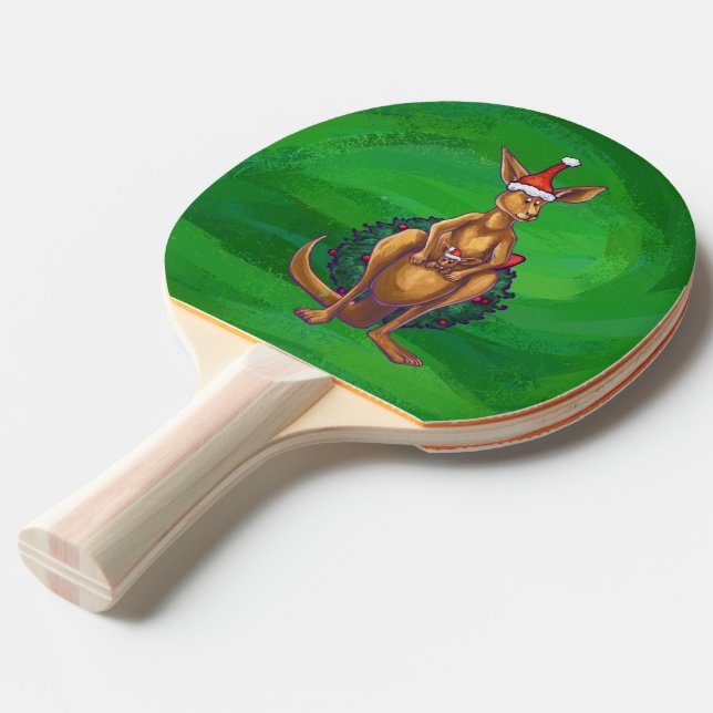 Raquette De Ping Pong Noël Kangaroo sur le dos vert peint (Devant Angle)