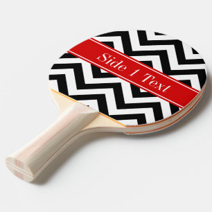 Raquette De Ping Pong Noir Blanc LG Chevron Rouge Nom Monogramme