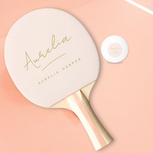 Raquette De Ping Pong Noir rose Noir Moderne Script Signature