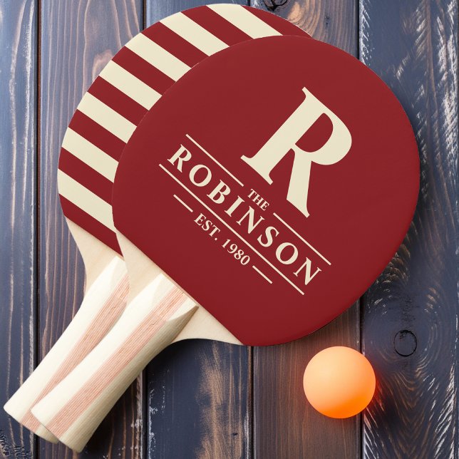 Raquette De Ping Pong Nom de famille et Polo initial Deep Cranberry (Créateur téléchargé)