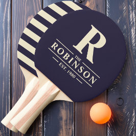 Raquette De Ping Pong Nom de famille et Polo initiale Midnight Ocean