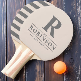 Raquette De Ping Pong Nom de famille et Polo initiale Sandcastle rose
