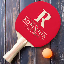 Raquette De Ping Pong Nom de famille et rose de cueillette initiale de l