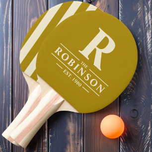 Raquette De Ping Pong Nom de famille & Initial Rayure Polo Désert Sage