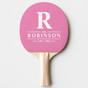 Raquette De Ping Pong Nom de famille & Initiale Rose Classique