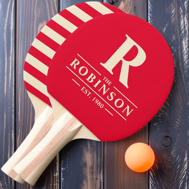 Raquette De Ping Pong Nom de famille & Pick de cueillette initiale Polo  (Créateur téléchargé)