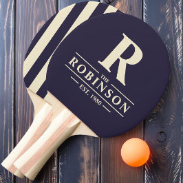 Raquette De Ping Pong Nom de famille & Polo Striage initial Midnight Oce