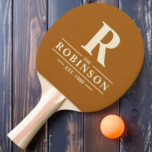 Raquette De Ping Pong Nom de famille & Sable Brûlé Initial