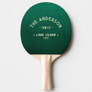 Raquette De Ping Pong Nom de famille vintage vert émeraude de bord de me