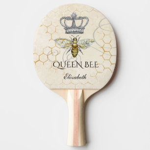 Raquette De Ping Pong Nom de la couronne royale de la Reine-Bee Vintage