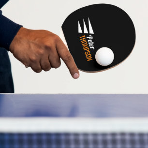 Raquette De Ping Pong Nom de logo élégant Noir
