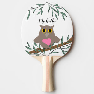 Raquette De Ping Pong Nom du hibou rose mou